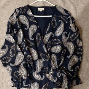 Loft Fashion Navy Paisley Blouse